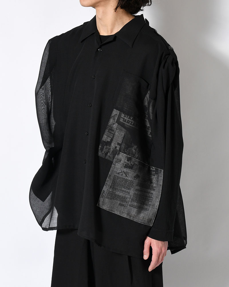 WIDE PONCHO SHIRTS -BLACK(SILK)-