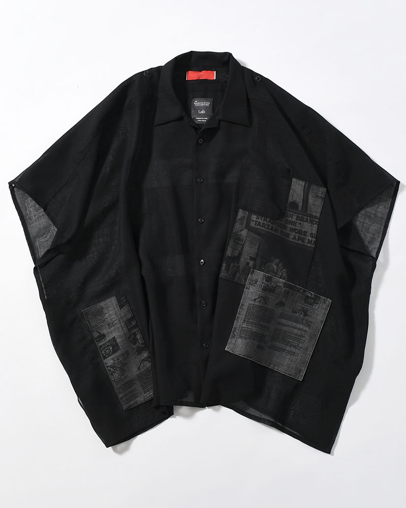 WIDE PONCHO SHIRTS -BLACK(SILK)-