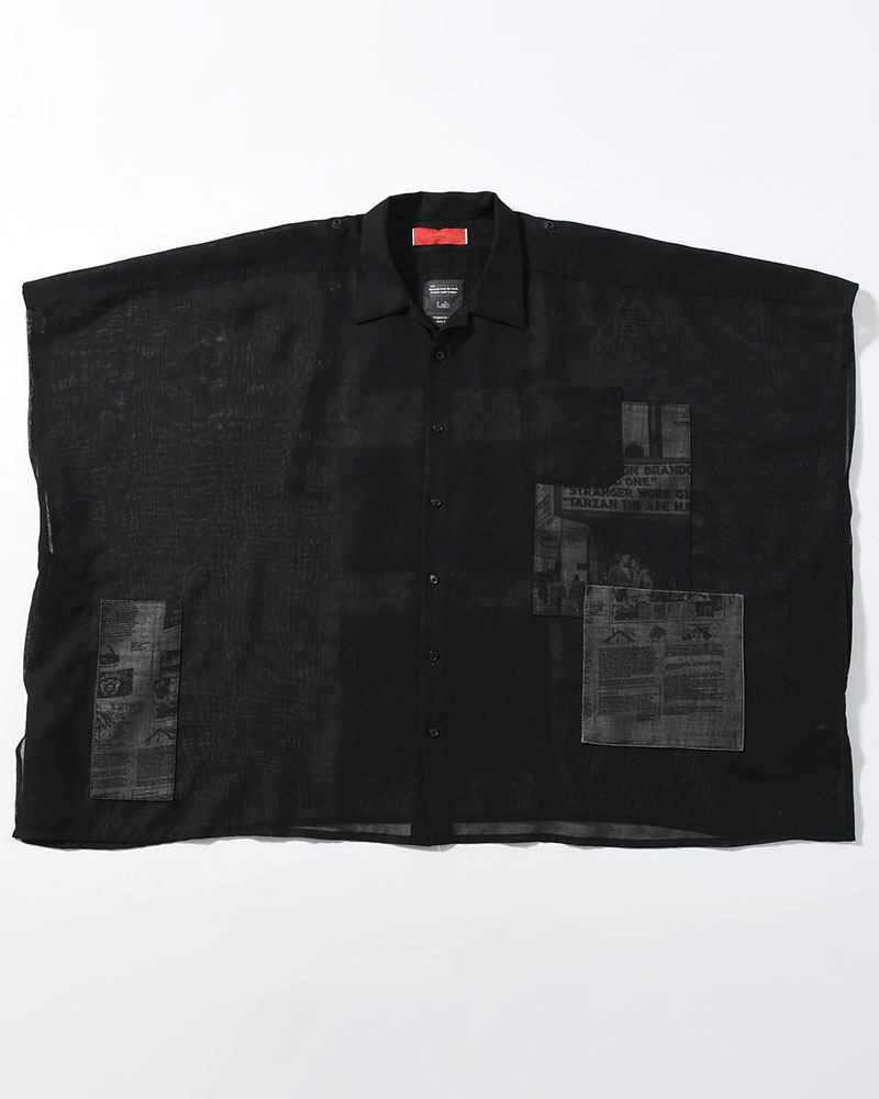 WIDE PONCHO SHIRTS -BLACK(SILK)-