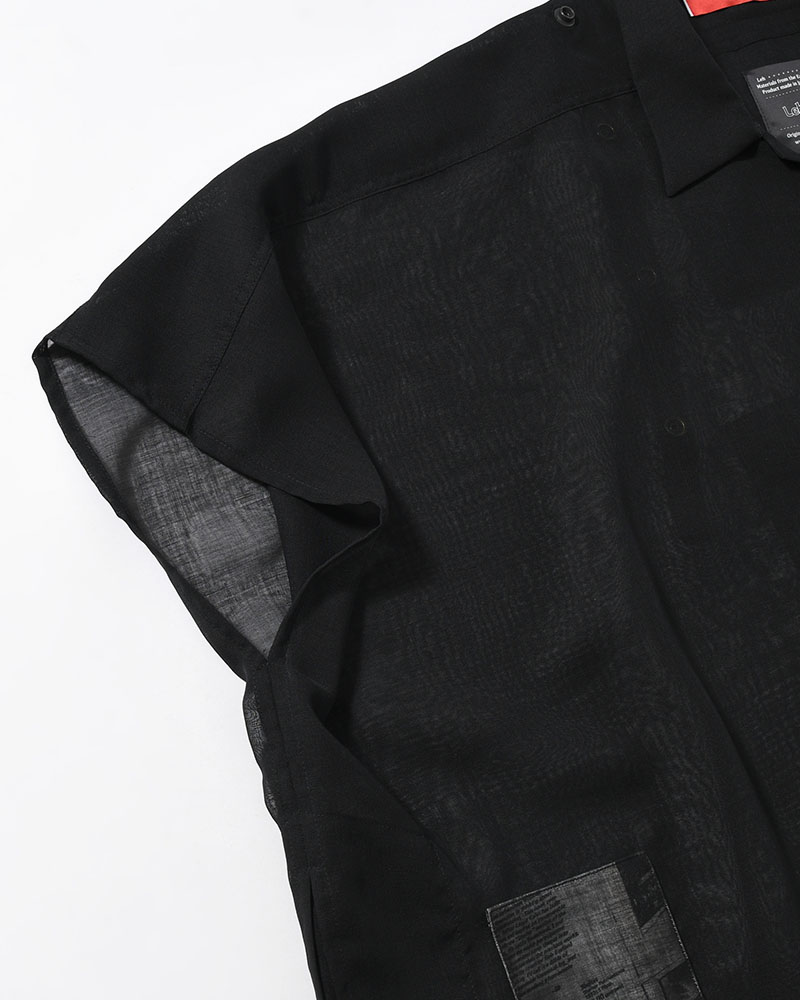 WIDE PONCHO SHIRTS -BLACK(SILK)-