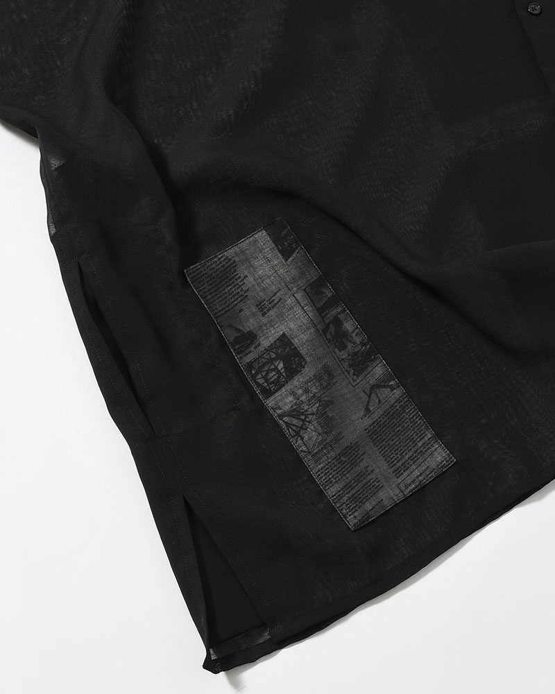 WIDE PONCHO SHIRTS -BLACK(SILK)-