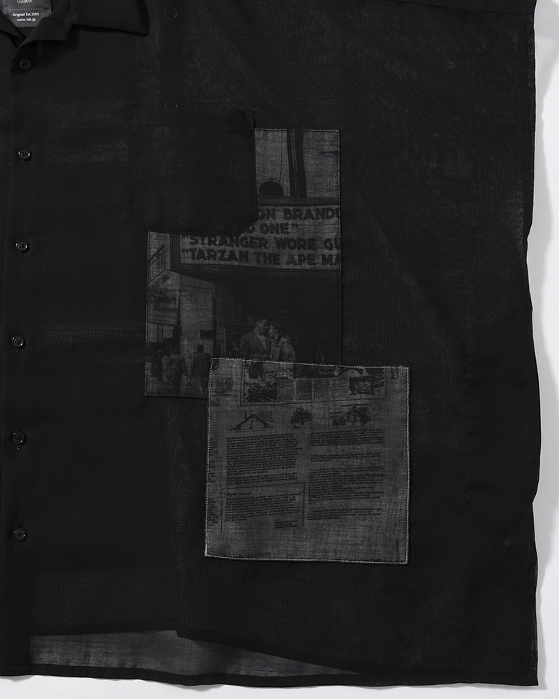 WIDE PONCHO SHIRTS -BLACK(SILK)-