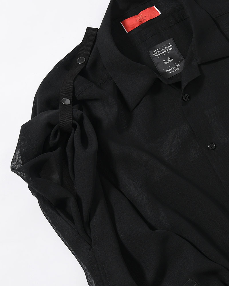 WIDE PONCHO SHIRTS -BLACK(SILK)-