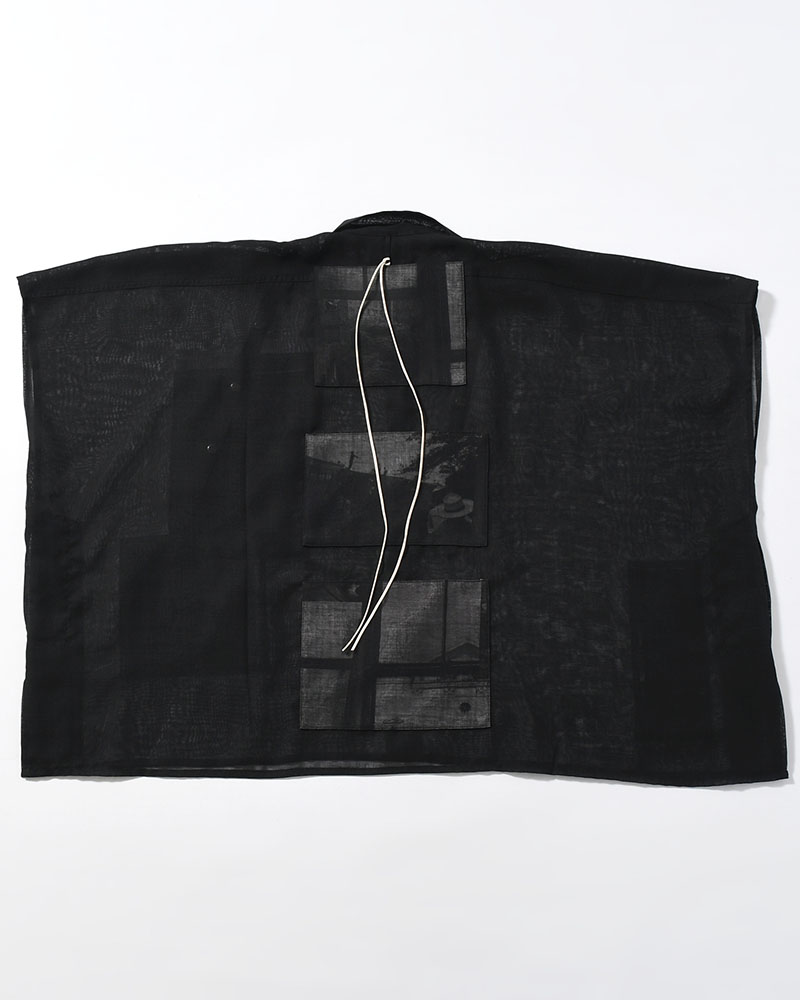 WIDE PONCHO SHIRTS -BLACK(SILK)-