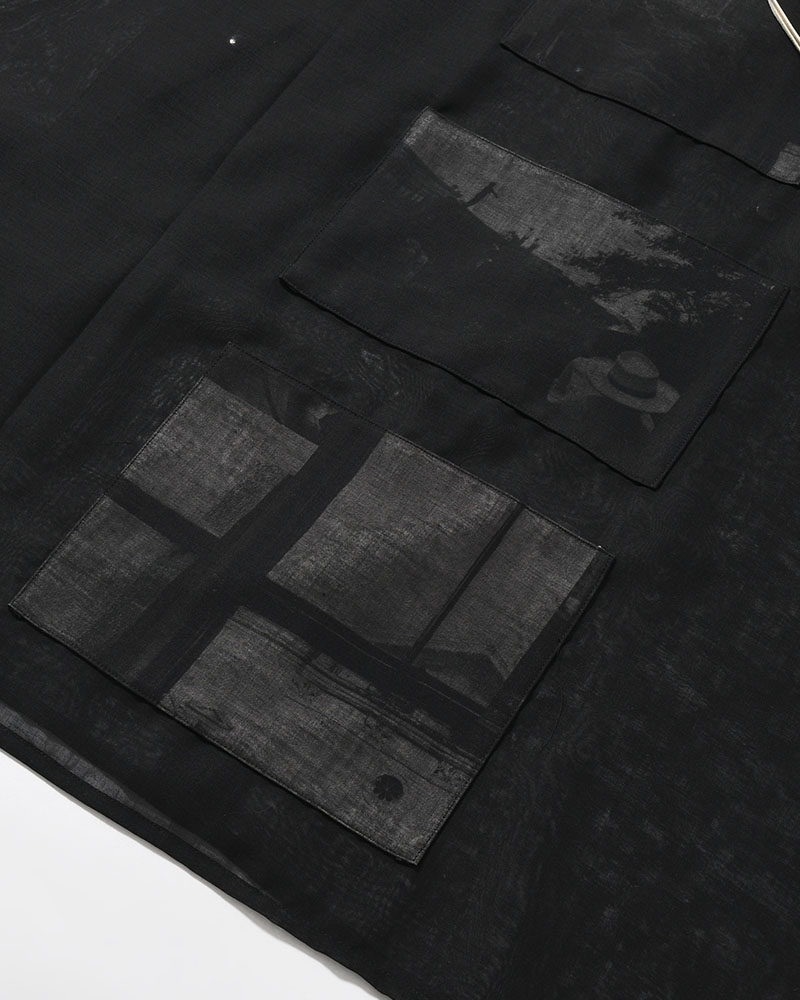 WIDE PONCHO SHIRTS -BLACK(SILK)-