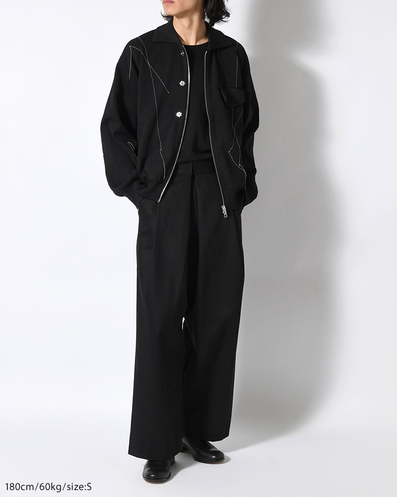 WRAP WIDE SLACKS -BLACK-