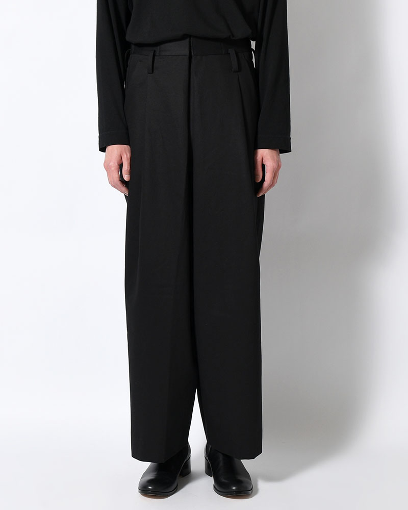 WRAP WIDE SLACKS -BLACK-