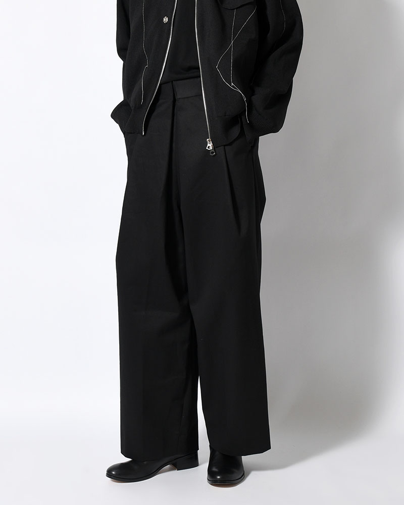 WRAP WIDE SLACKS -BLACK-