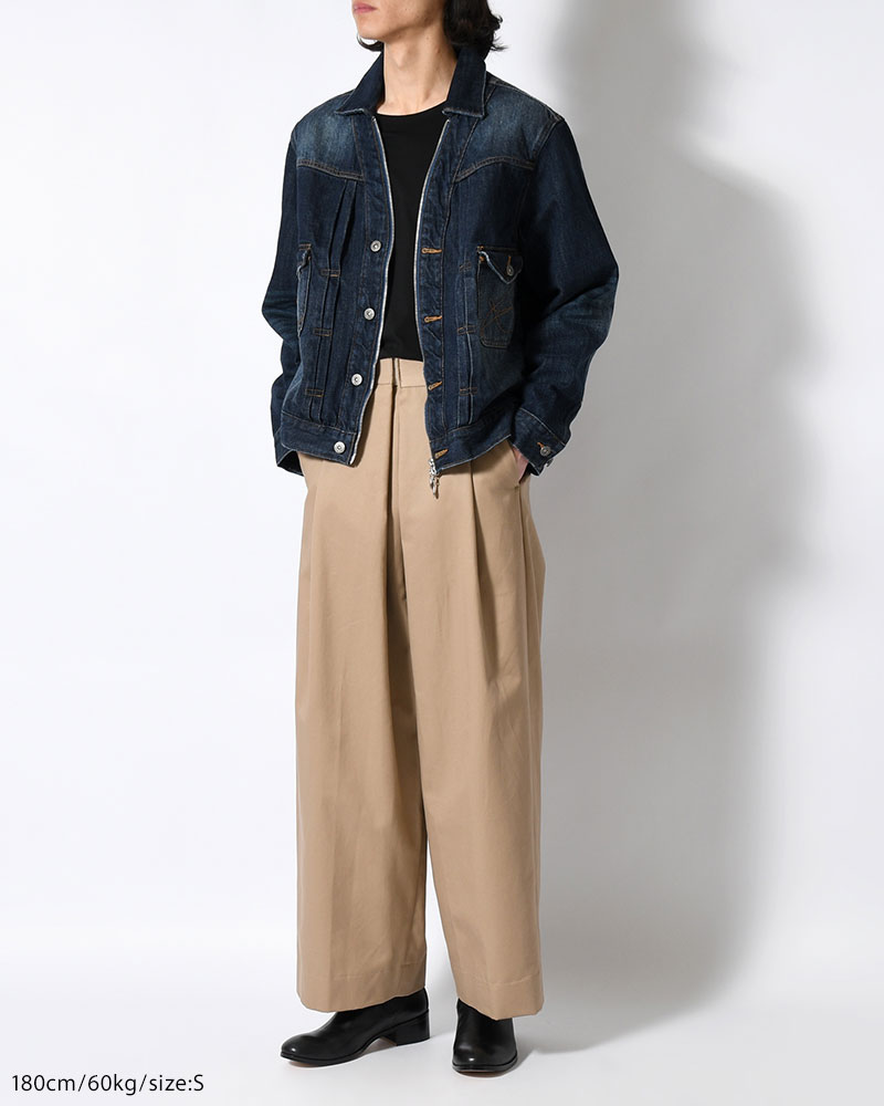 WRAP WIDE SLACKS -BEIGE-