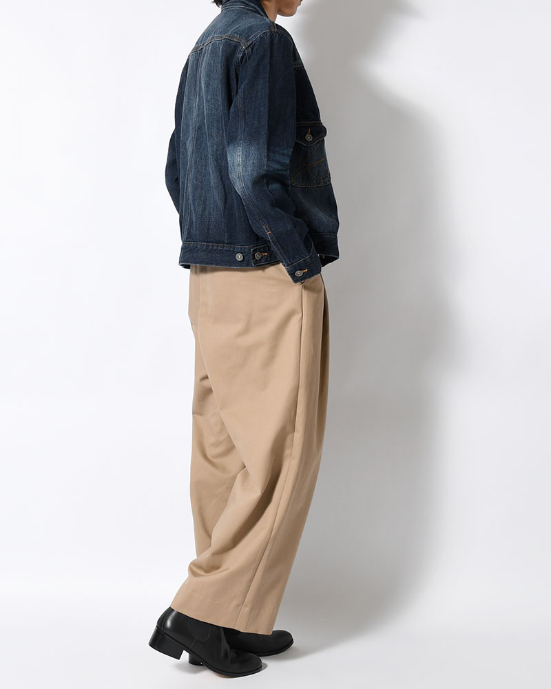 WRAP WIDE SLACKS -BEIGE-
