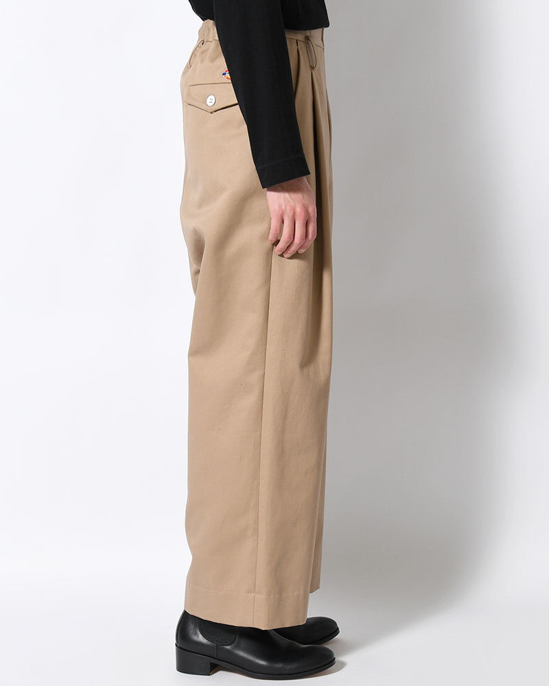 WRAP WIDE SLACKS -BEIGE-