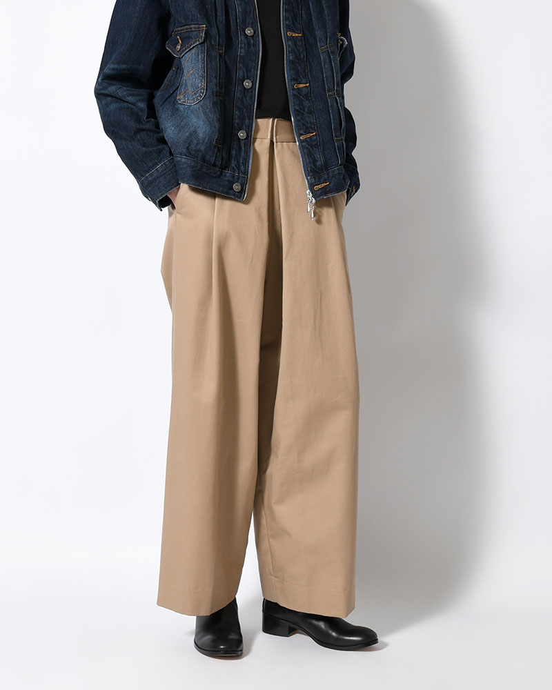 WRAP WIDE SLACKS -BEIGE-