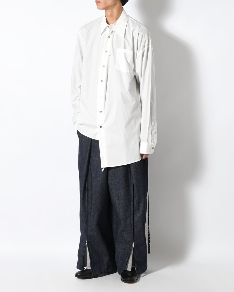 ASYMMETRY DRESS SHIRT -WHITE-