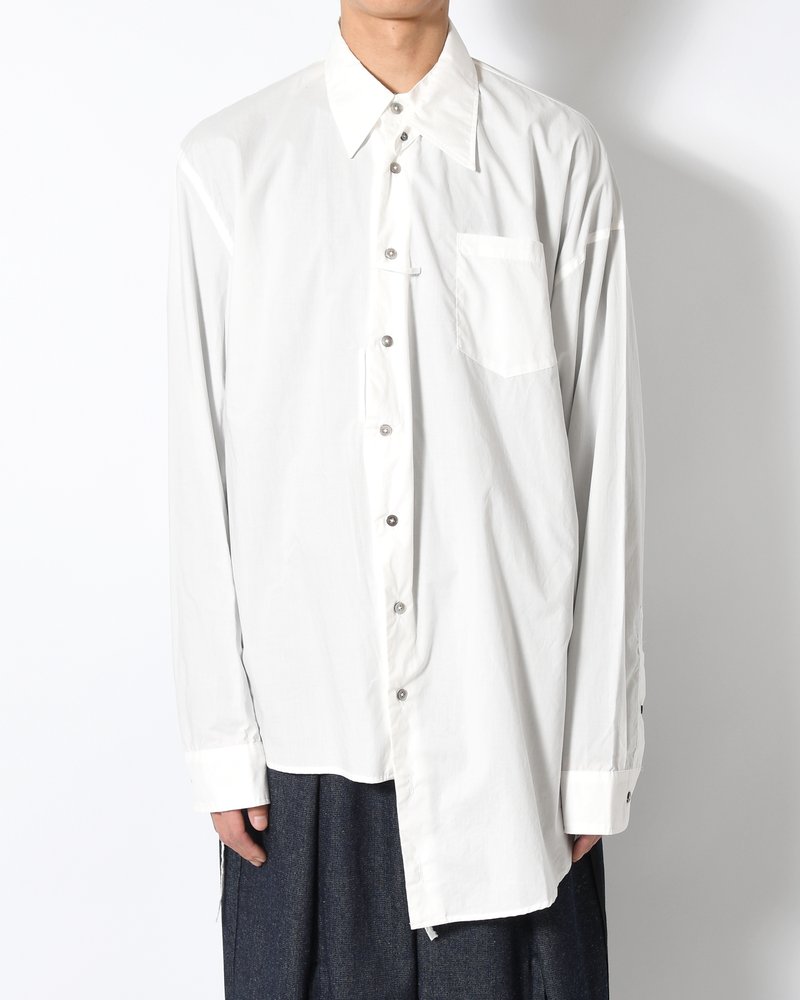 ASYMMETRY DRESS SHIRT -WHITE-