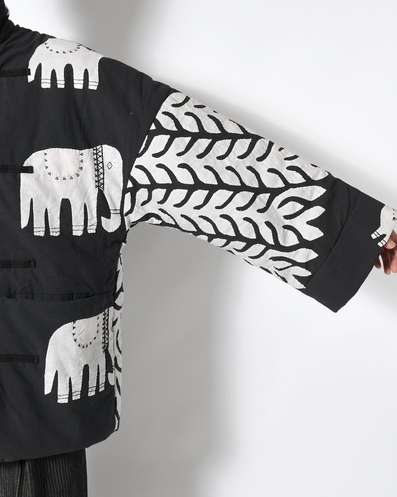 QUILTING CHINA JACKET -BLACK×WHITE-