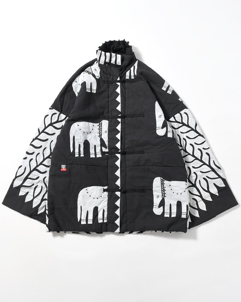 QUILTING CHINA JACKET -BLACK×WHITE-