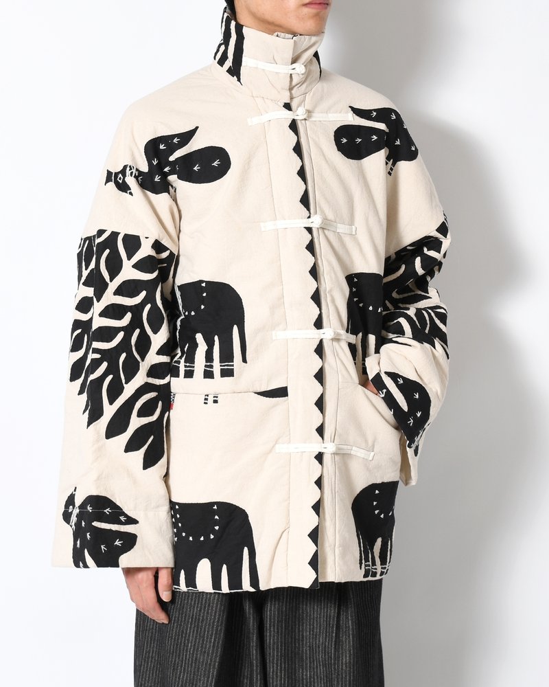 QUILTING CHINA JACKET -WHITE×BLACK-