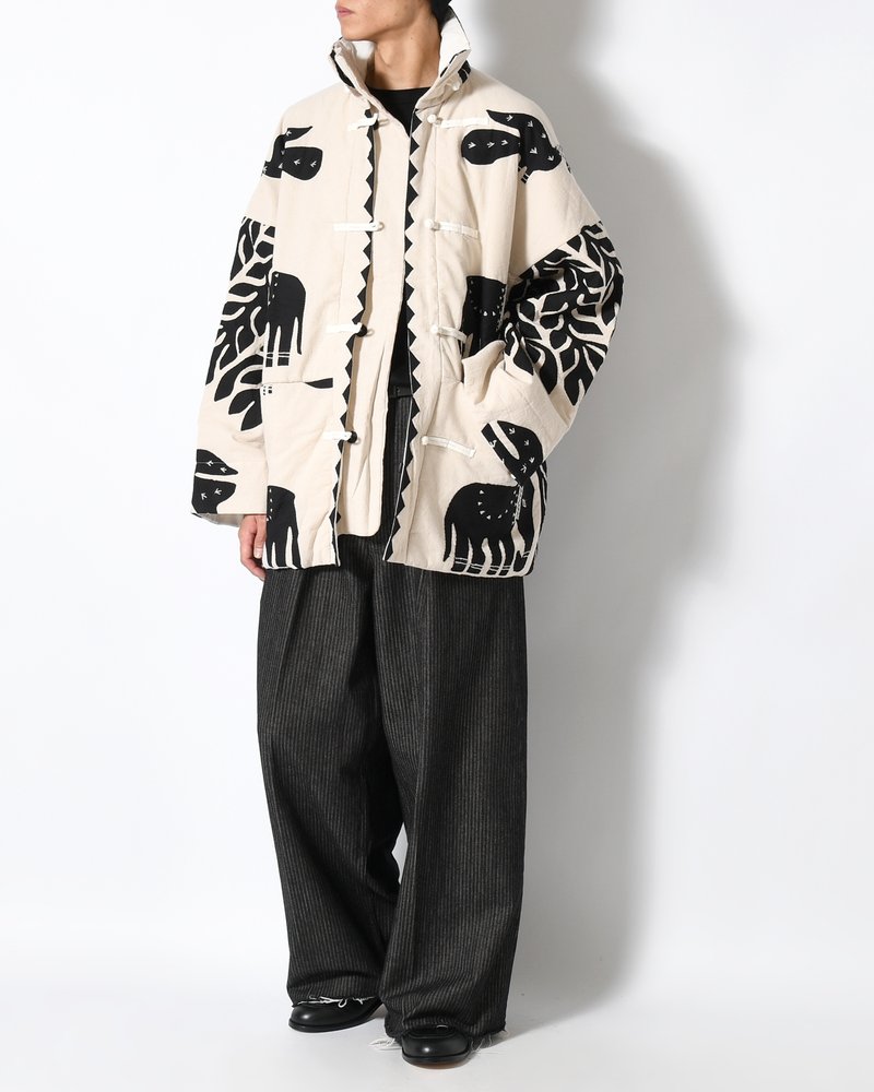 QUILTING CHINA JACKET -WHITE×BLACK-