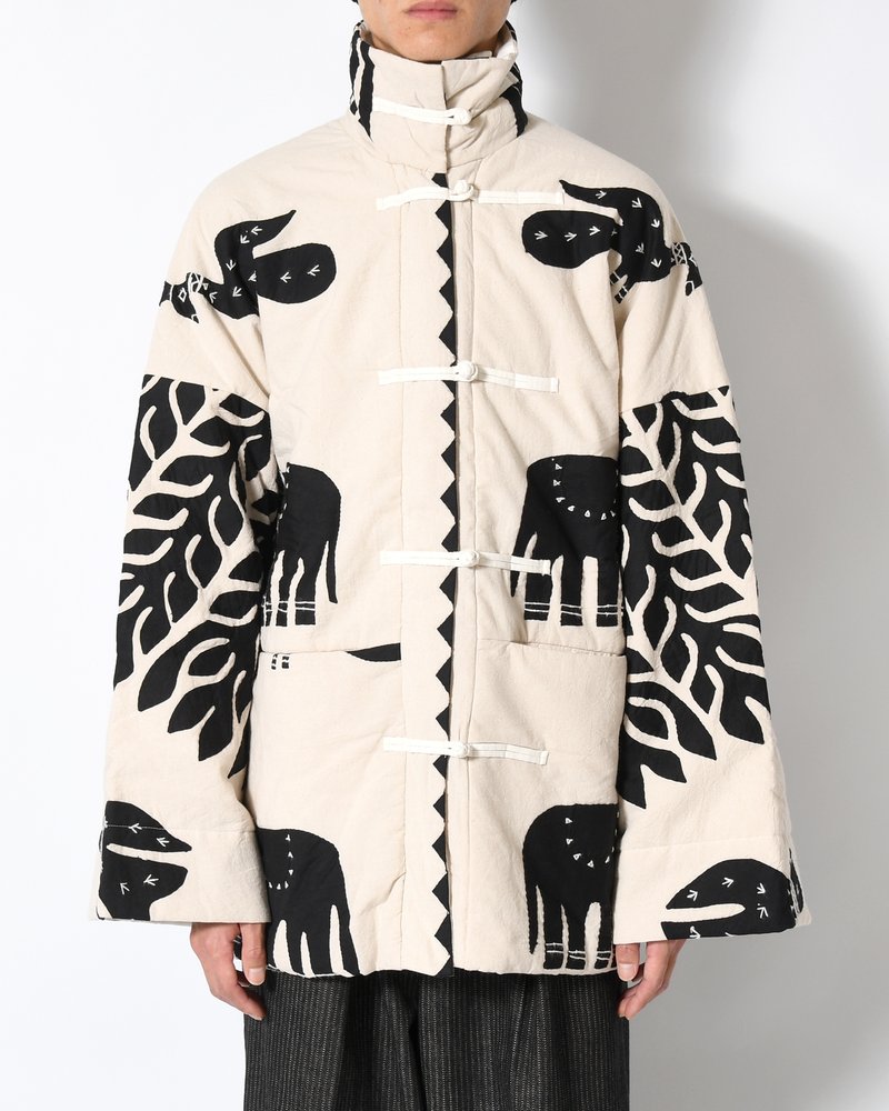 QUILTING CHINA JACKET -WHITE×BLACK-