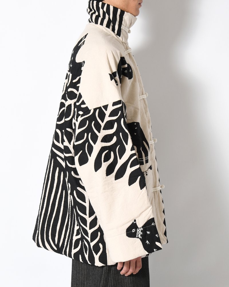 QUILTING CHINA JACKET -WHITE×BLACK-