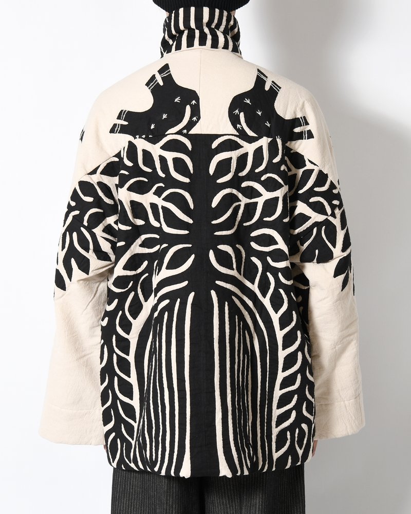 QUILTING CHINA JACKET -WHITE×BLACK-