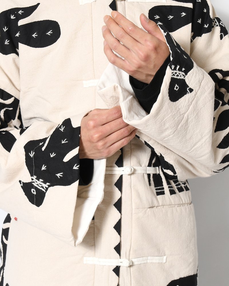 QUILTING CHINA JACKET -WHITE×BLACK-