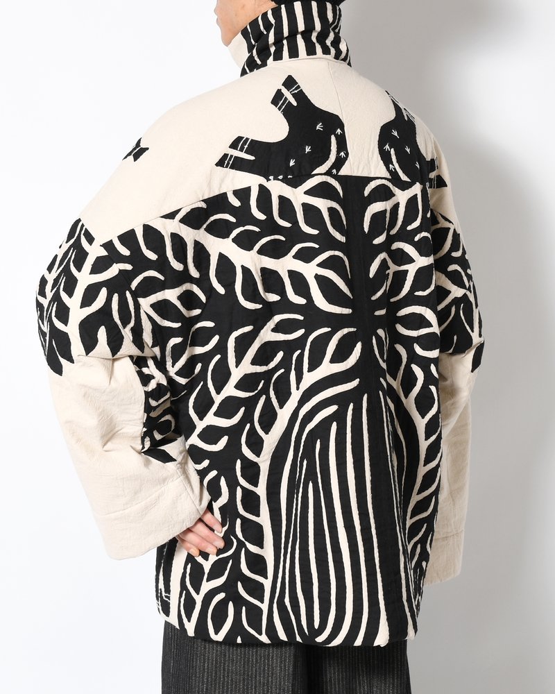 QUILTING CHINA JACKET -WHITE×BLACK-