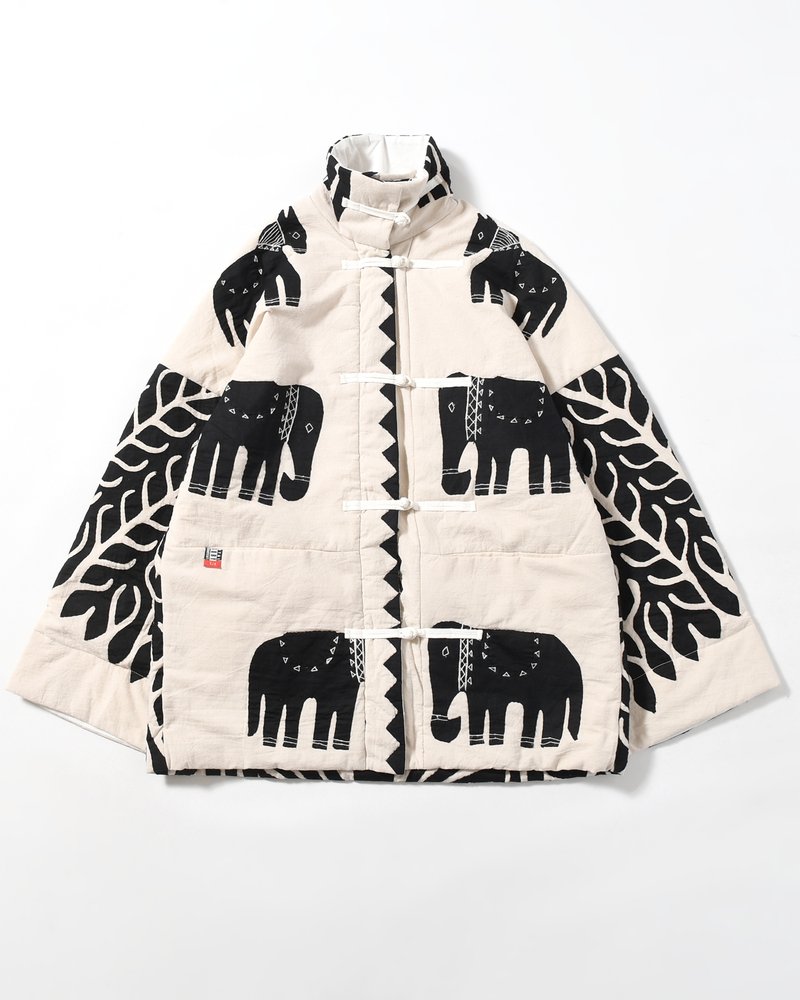 QUILTING CHINA JACKET -WHITE×BLACK-