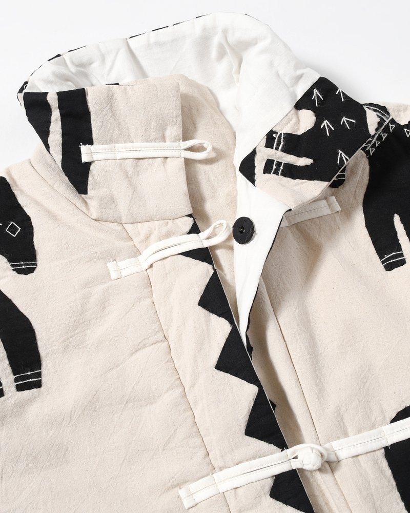 QUILTING CHINA JACKET -WHITE×BLACK-