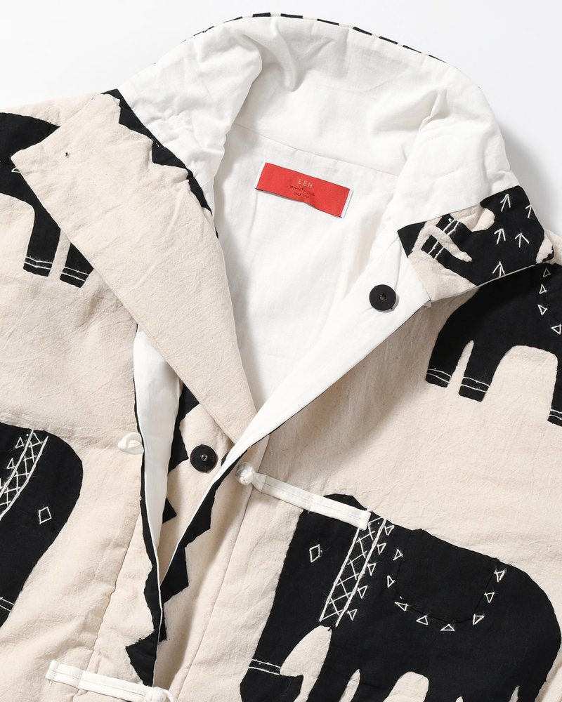 QUILTING CHINA JACKET -WHITE×BLACK-