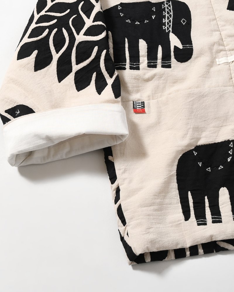 QUILTING CHINA JACKET -WHITE×BLACK-