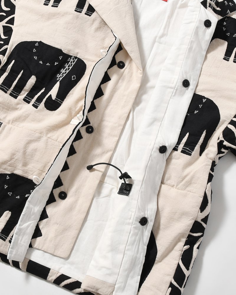 QUILTING CHINA JACKET -WHITE×BLACK-