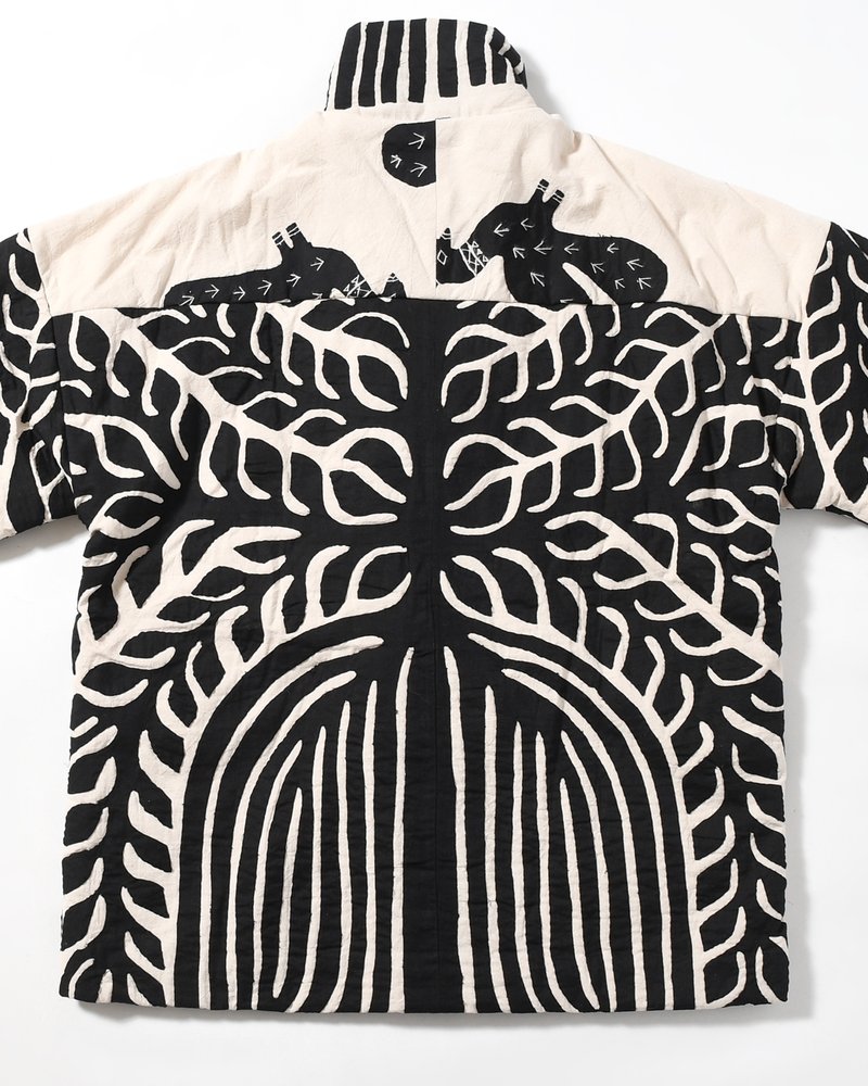 QUILTING CHINA JACKET -WHITE×BLACK-