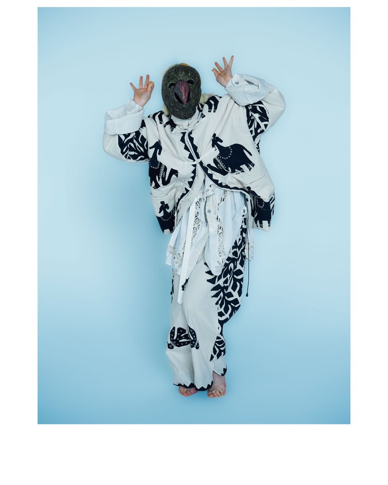 QUILTING CHINA JACKET -WHITE×BLACK-