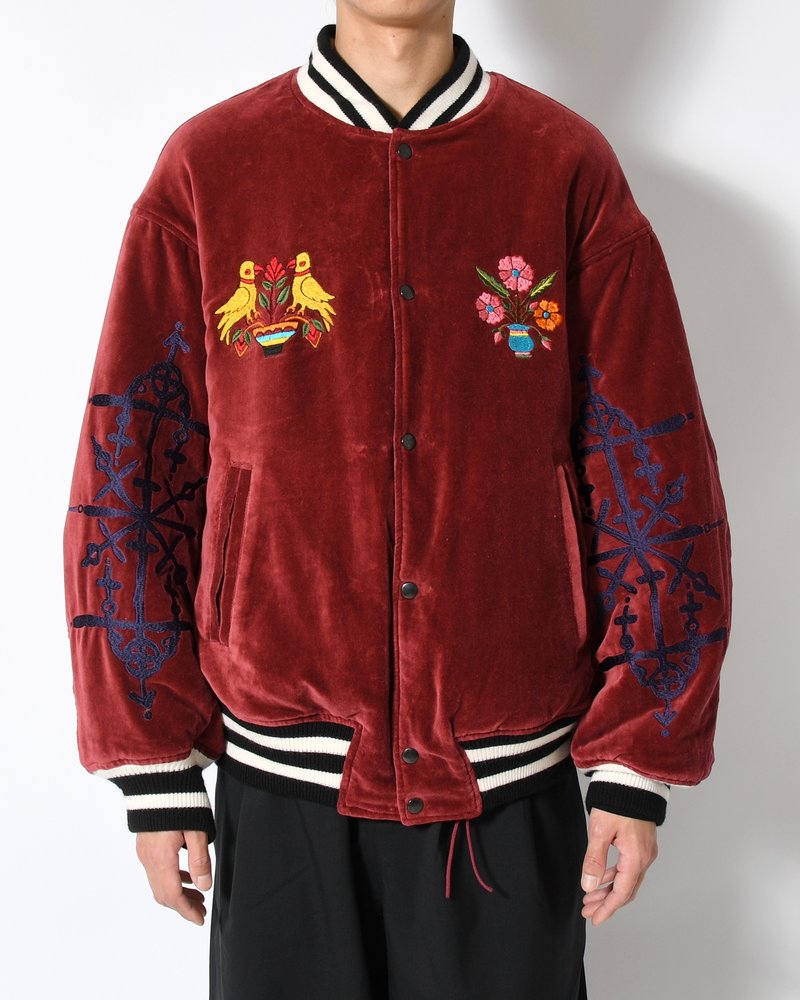 EMBROIDERY SKA REVERSIBLE BLOUSON -WINE RED×BLACK-