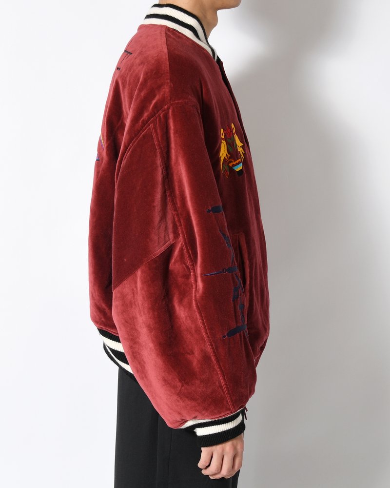 EMBROIDERY SKA REVERSIBLE BLOUSON -WINE RED×BLACK-