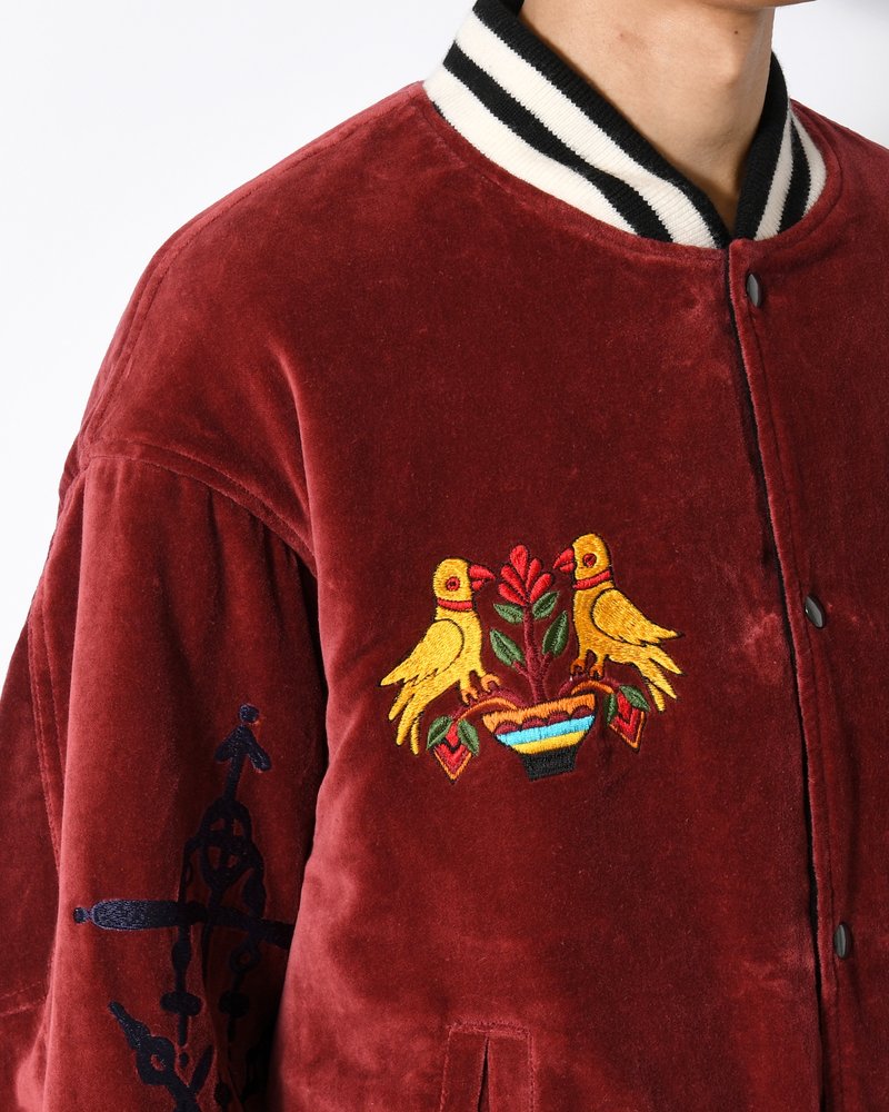 EMBROIDERY SKA REVERSIBLE BLOUSON -WINE RED×BLACK-