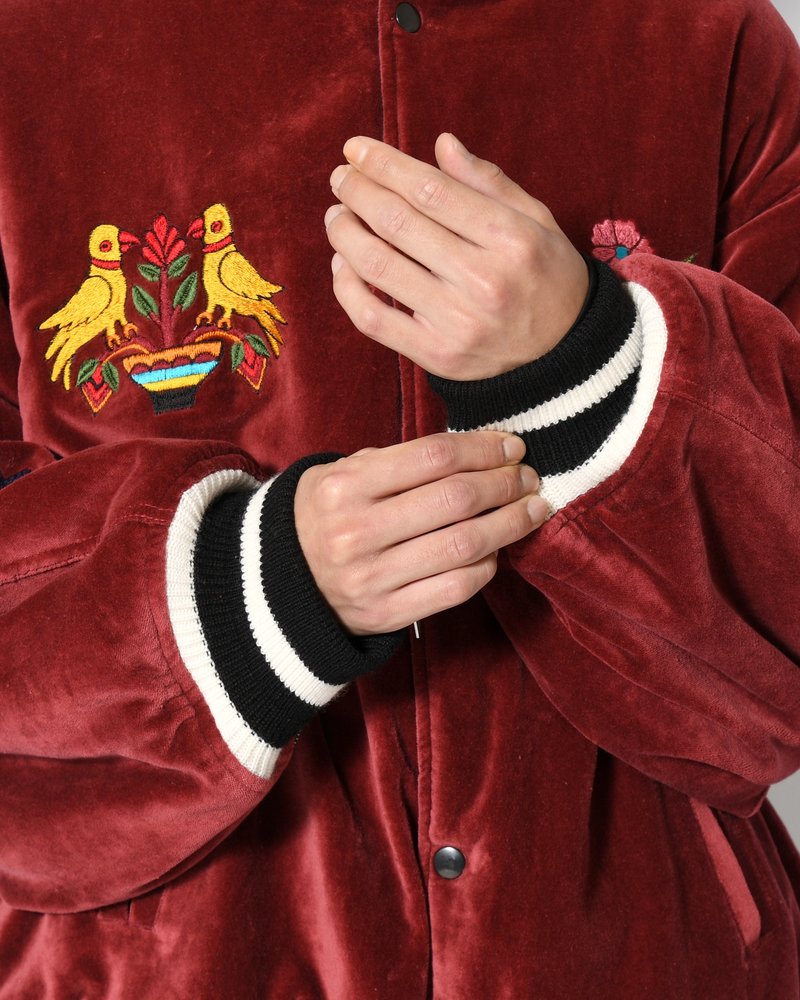 EMBROIDERY SKA REVERSIBLE BLOUSON -WINE RED×BLACK-