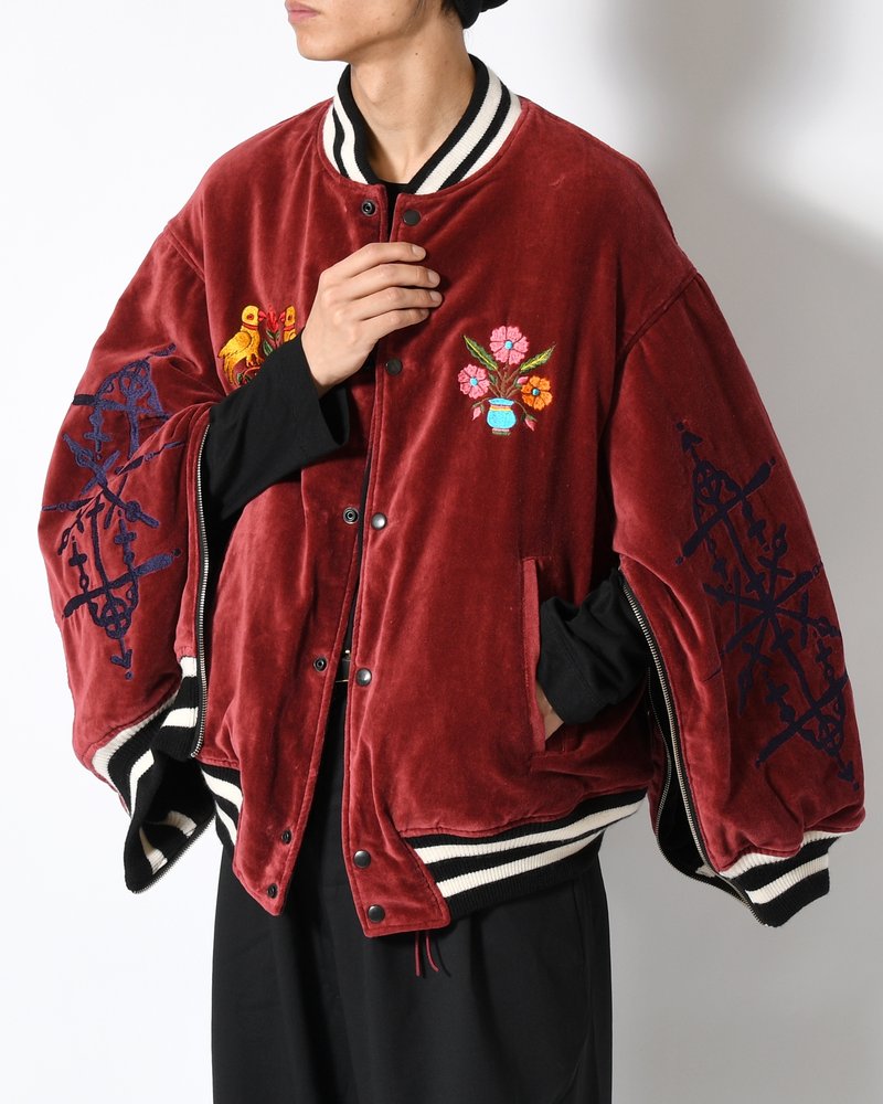 EMBROIDERY SKA REVERSIBLE BLOUSON -WINE RED×BLACK-
