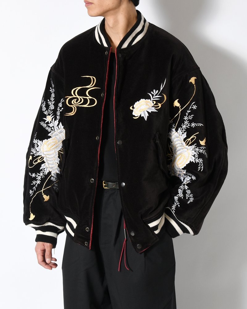 EMBROIDERY SKA REVERSIBLE BLOUSON -WINE RED×BLACK-
