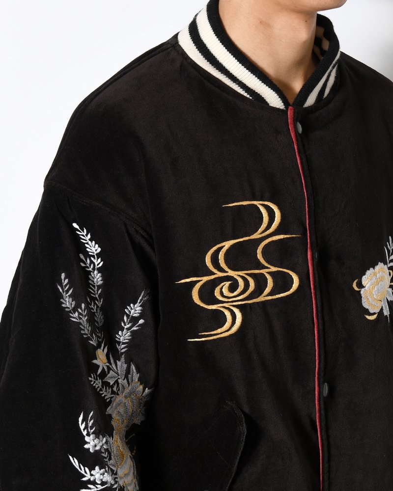 EMBROIDERY SKA REVERSIBLE BLOUSON -WINE RED×BLACK-