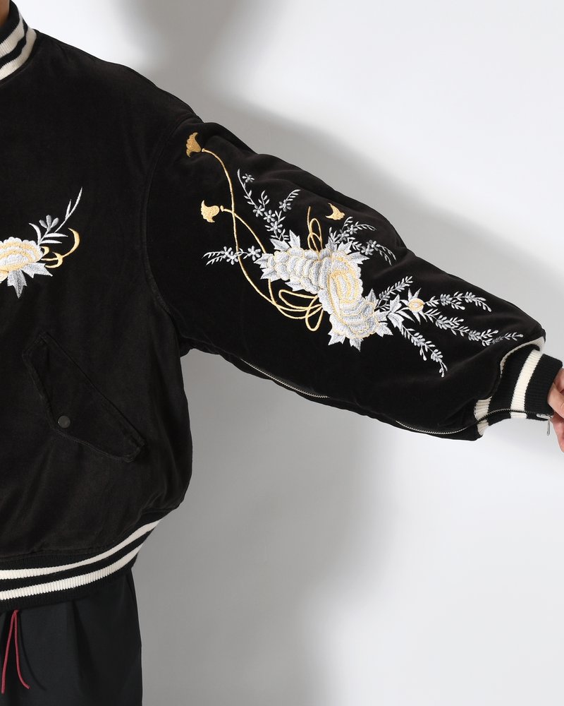 EMBROIDERY SKA REVERSIBLE BLOUSON -WINE RED×BLACK-