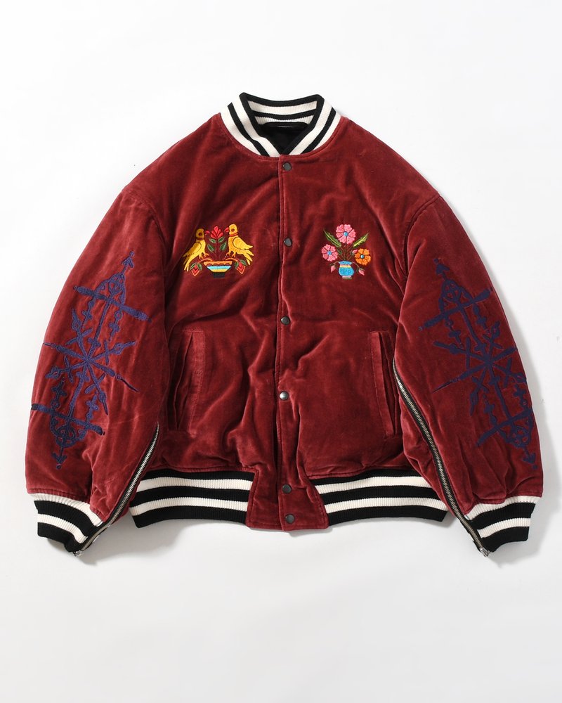 EMBROIDERY SKA REVERSIBLE BLOUSON -WINE RED×BLACK-