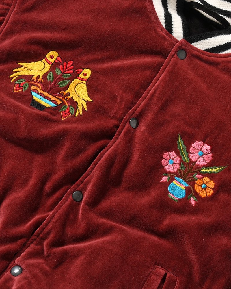 EMBROIDERY SKA REVERSIBLE BLOUSON -WINE RED×BLACK-