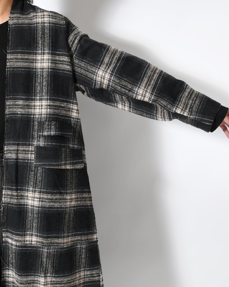 LINER LONG COAT -BLACK×CHARCOAL GRAY-