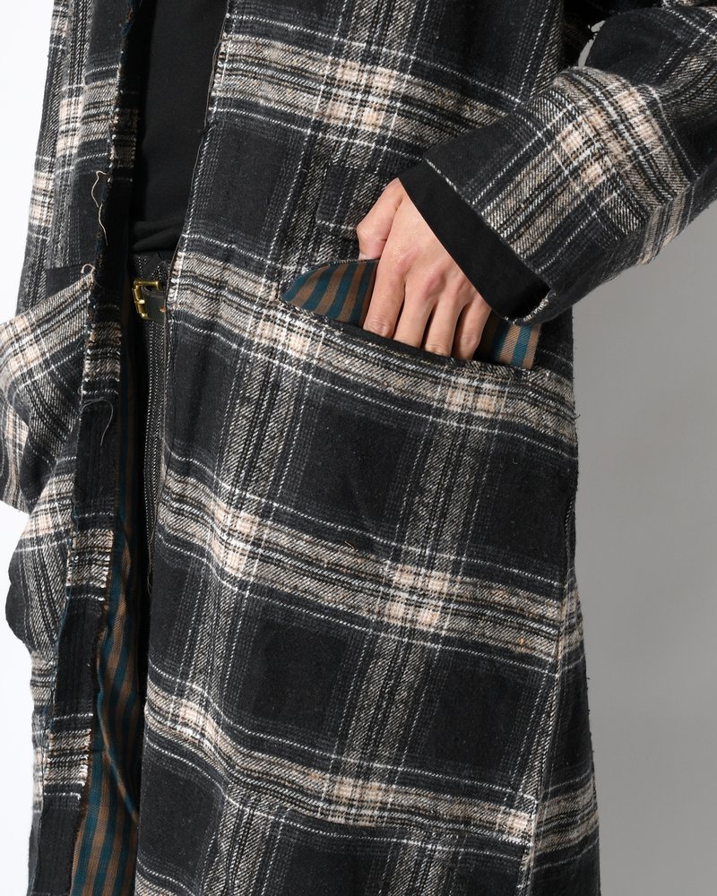 LINER LONG COAT -BLACK×CHARCOAL GRAY-