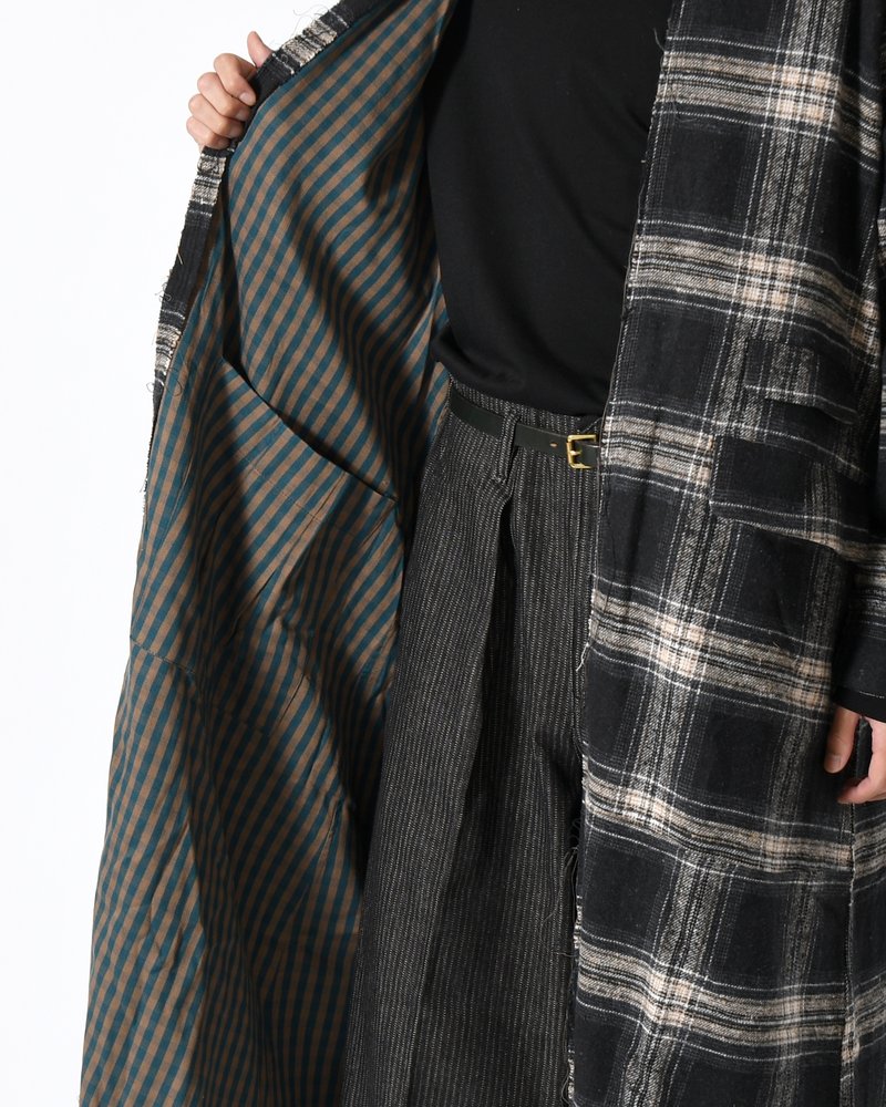 LINER LONG COAT -BLACK×CHARCOAL GRAY-