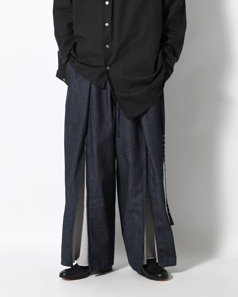 ZIP WIDE TRACK PANTS -INDIGO-