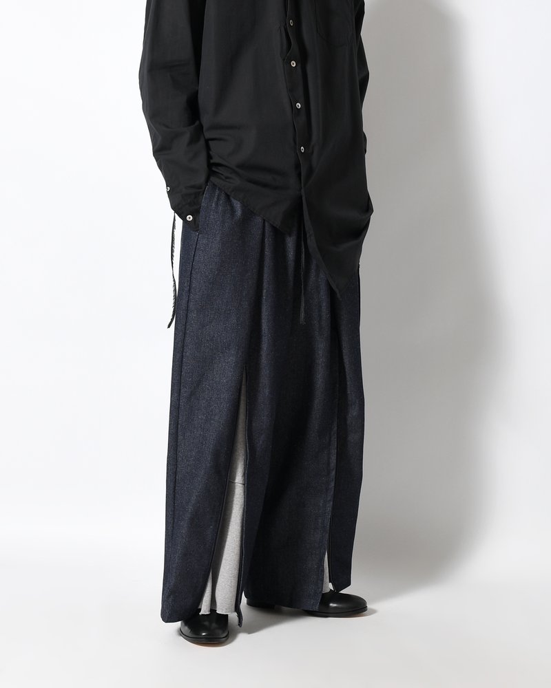 ZIP WIDE TRACK PANTS -INDIGO-