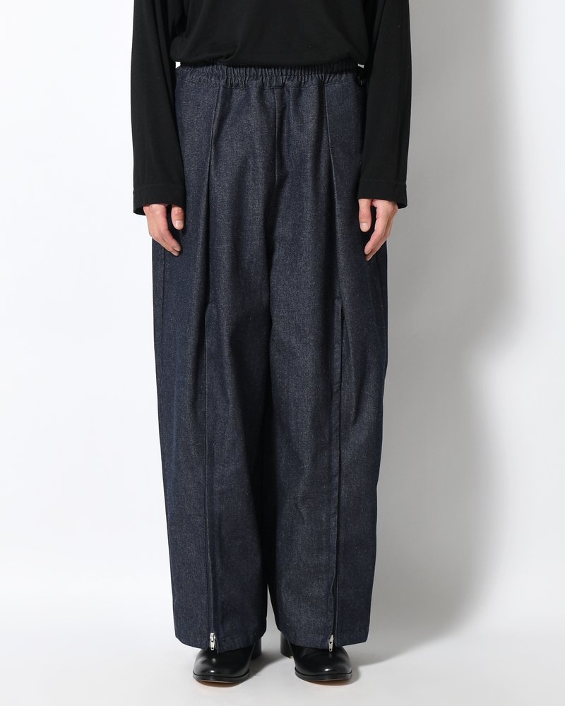 ZIP WIDE TRACK PANTS -INDIGO-